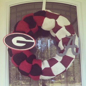 Georgia/Alabama House divided Burlap Wreath!