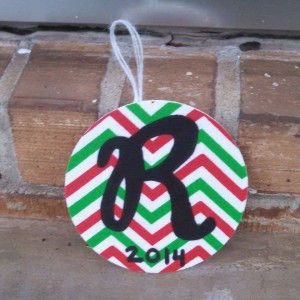 4 inch fabric covered Christmas Ornaments. Can be customized with any initial and can be made with or without the year.