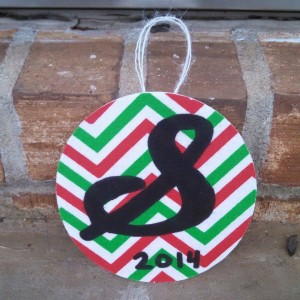 4 inch fabric covered Christmas Ornaments. Can be customized with any initial and can be made with or without the year.