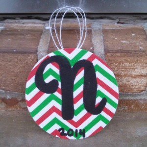 4 inch fabric covered Christmas Ornaments. Can be customized with any initial and can be made with or without the year.