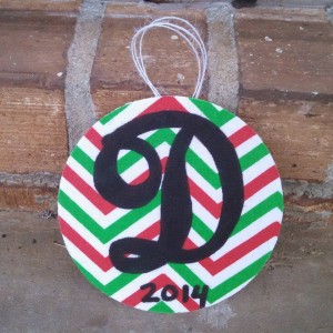 4 inch fabric covered Christmas Ornaments. Can be customized with any initial and can be made with or without the year.