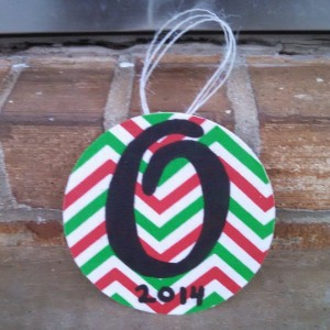 4 inch fabric covered Christmas Ornaments. Can be customized with any initial and can be made with or without the year.